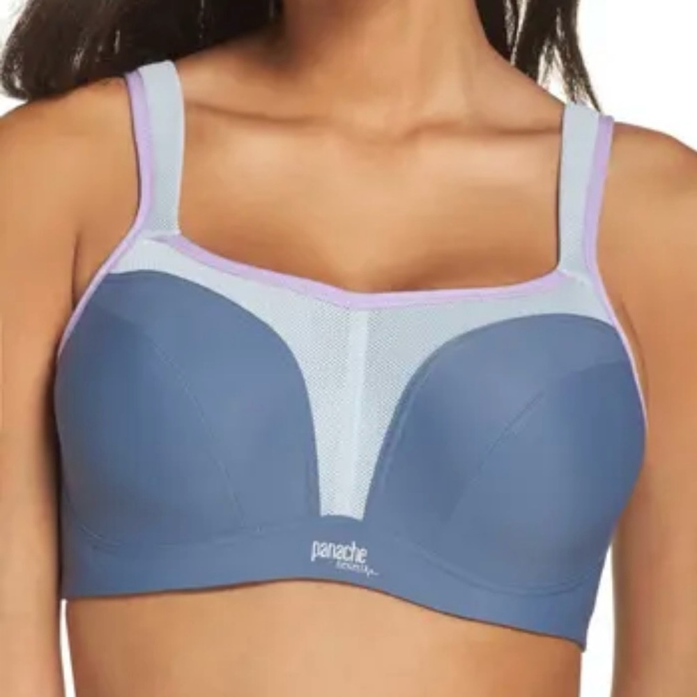 PANACHE Underwire Sports Bra Adjustable Racerback Gray Purple 36DD
